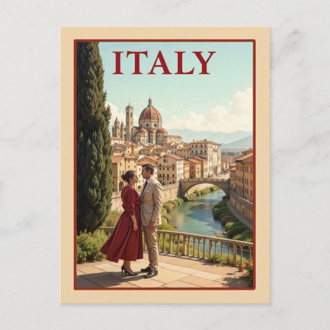 Vintag Florenz - Italien Kathedrale Postkarte (Vorderseite)
