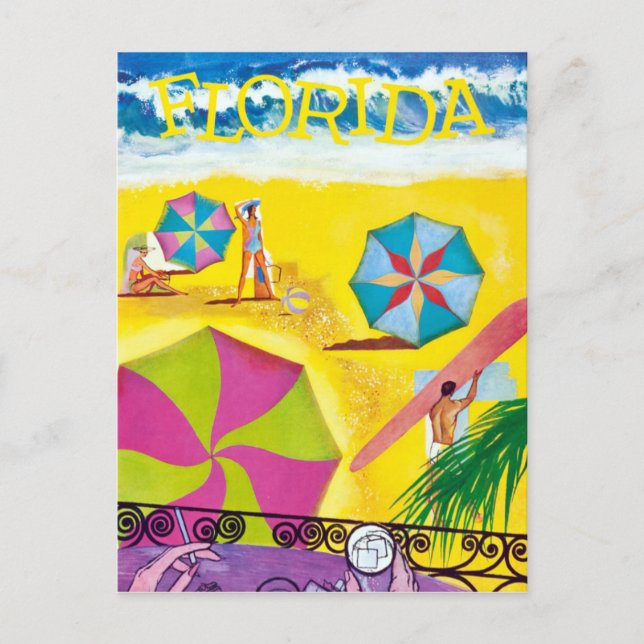 Vintag Florida Beach Travel Postkarte (Vorderseite)