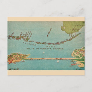 Vintag Florida Keys - Miami Postkarte