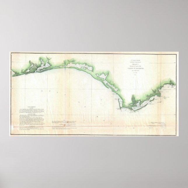 Vintag Florida Panhandle Coastal Map (1852) Poster (Vorne)