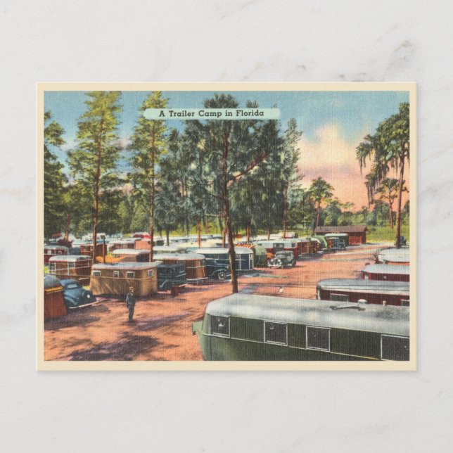 Vintag Florida Trailer Camp RV Park Postkarte (Vorderseite)