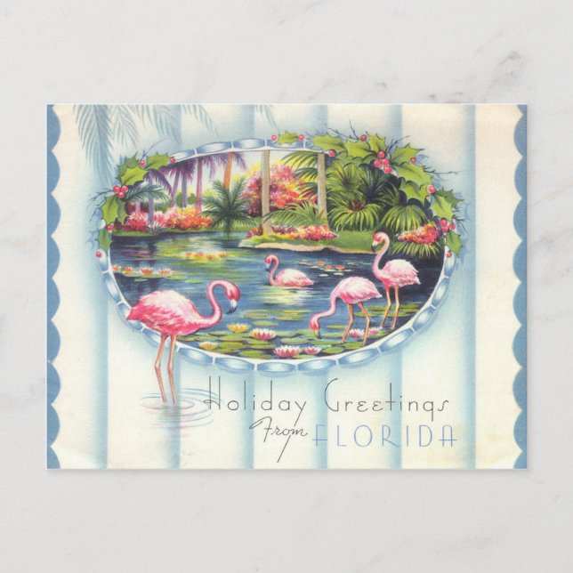 Vintag Florida Weihnachtsgrüße Postkarte (Vorderseite)