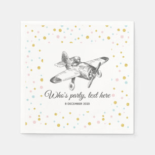 Vintag, Flugzeug, Flugzeug Cocktail Papier Napkins Serviette