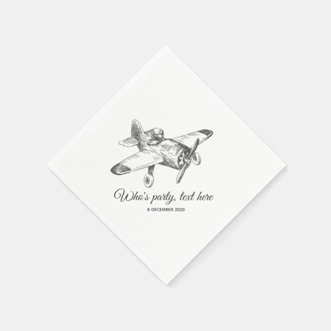 Vintag, Flugzeug, Flugzeug Cocktail Papier Napkins Serviette (Ecke)