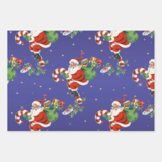 Vintag Flying Santa - Frohe Weihnachten Geschenkpapier Set