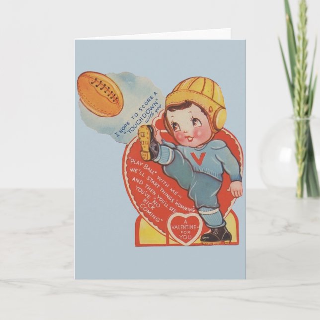 Vintag Football Valentine Feiertagskarte (Vorderseite)