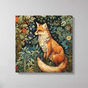 Vintag Forest Fox William Morris Inspirierte Botan Leinwanddruck
