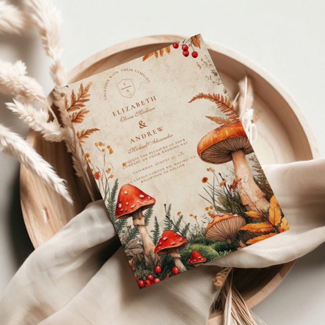 Vintag Forest Fungi Wedding Einladung (Von Creator hochgeladen)