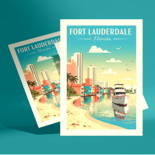 Vintag Fort Lauderdale Florida Postkarte