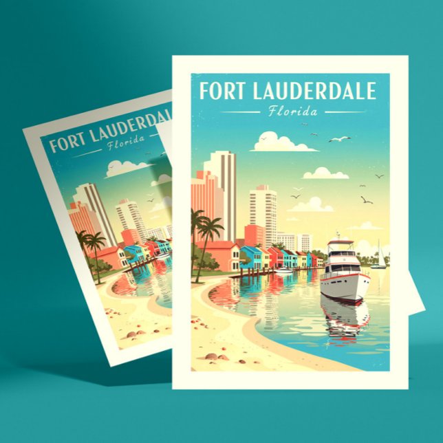 Vintag Fort Lauderdale Florida Postkarte (Von Creator hochgeladen)