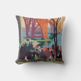 Vintag Forth Bridge Scotland Rail Throw Kissen