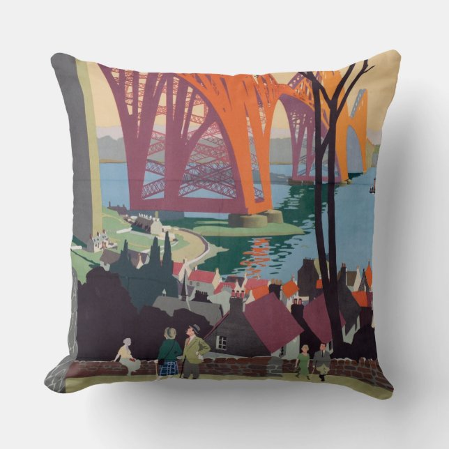 Vintag Forth Bridge Scotland Rail Throw Kissen (Vorderseite)