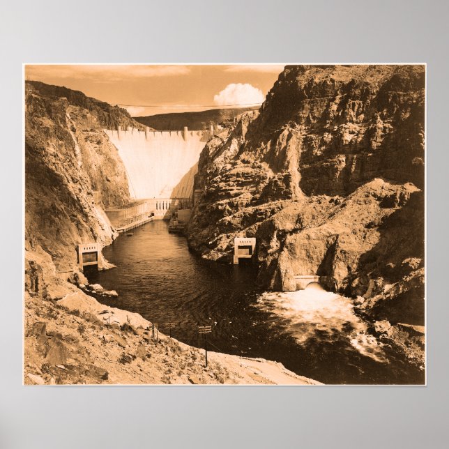 Vintag Foto Boulder Dam Poster (Vorne)