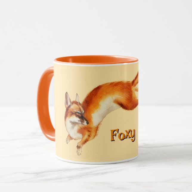 Vintag Fox Art Foxy Tasse Cup (Vorderseite Links)