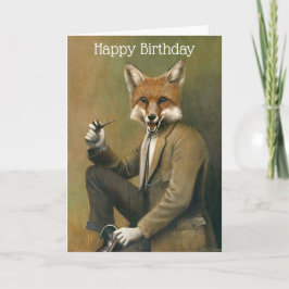 Vintag Fox Gentleman Birthday Card Karte