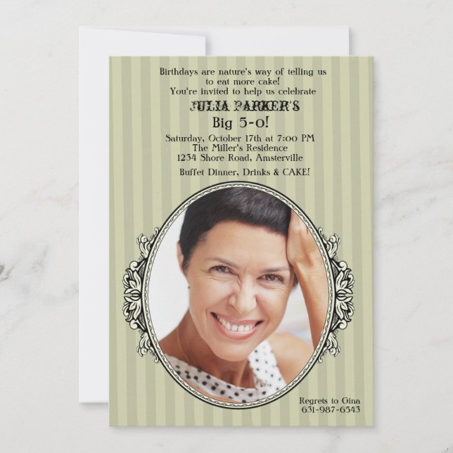 Vintag Frame Foto Geburtstagsparty Einladung (Vorderseite)