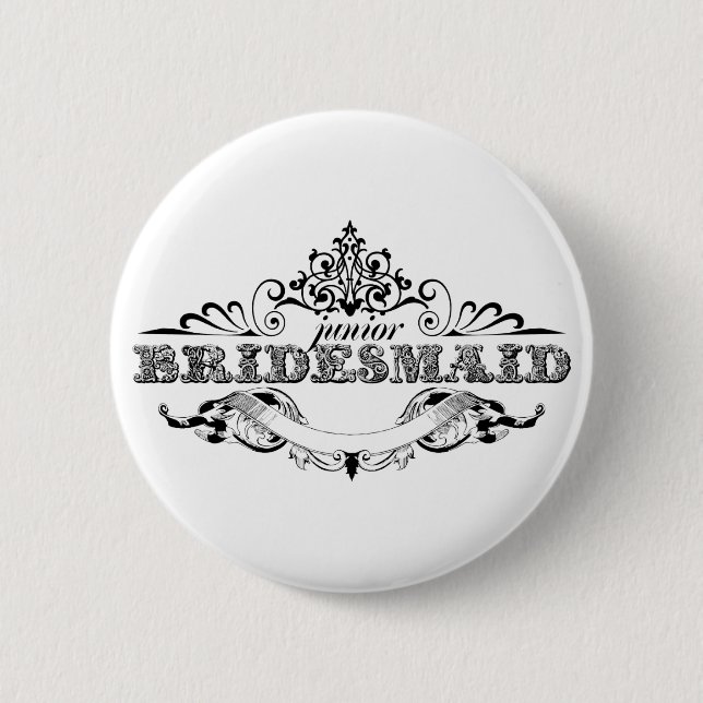 Vintag Frame Jr. Bridesmaid Brautparty Wedding Button (Vorderseite)