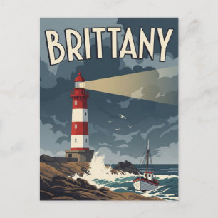 Vintag France Bretagne Lighthouse Postcard Postkarte