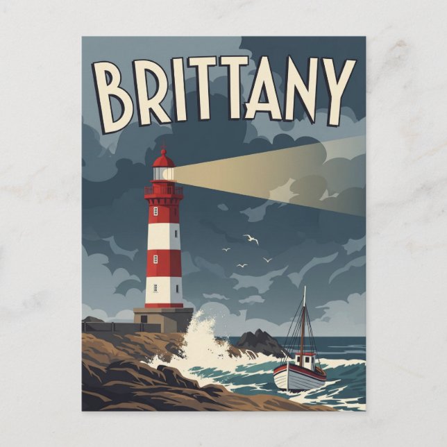 Vintag France Bretagne Lighthouse Postcard Postkarte (Vorderseite)