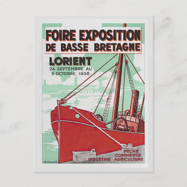 Vintag France Lorient Bretagne Postkarte (Vorderseite)