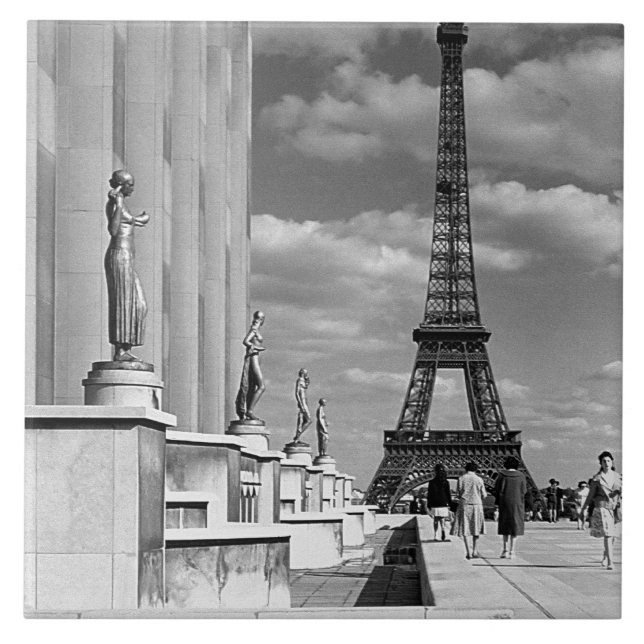 Vintag France Paris Eiffel Turm Chaillot Palast Fliese (Vorderseite)