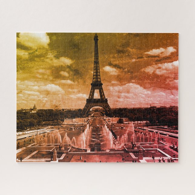 Vintag France Paris Fontain Chaillot Tower Eiffel (Horizontal)