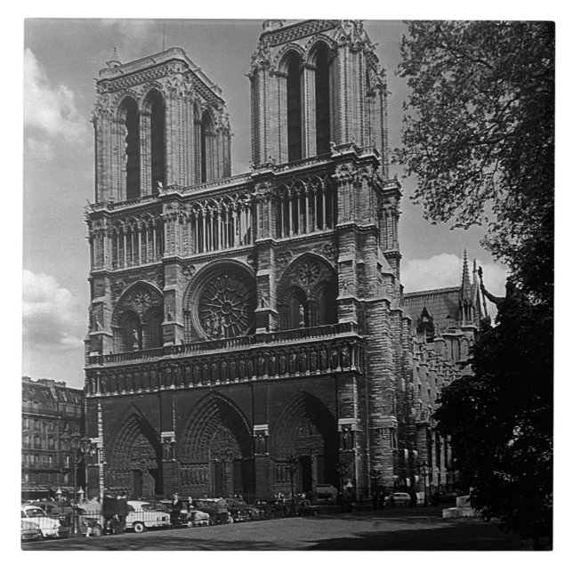 Vintag Frankreich Notre Dame Kathedrale Fliese (Vorderseite)