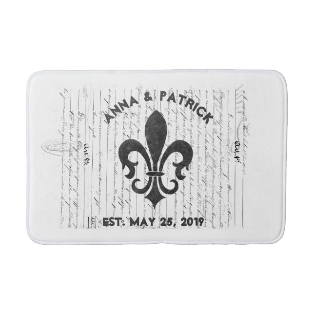 Vintag Französisch Ephemera B & W Lilie Custom Badematte (Vorderseite)