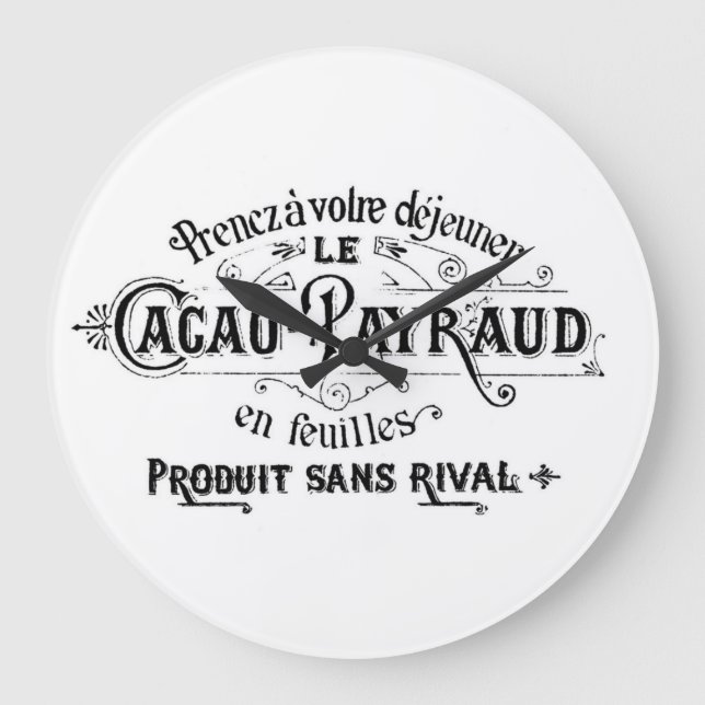 Vintag-Französisch-Schokolade-Werbung Große Wanduhr (Vorderseite)