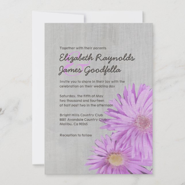 Vintag Frikart's Aster Hochzeitseinladungen Einladung (Vorderseite)