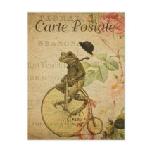 Vintag Frog Reiten Fahrrad Rosen Französisch