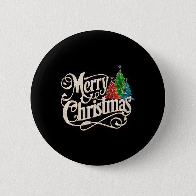Vintag frohe Weihnachten Button (Vorderseite)
