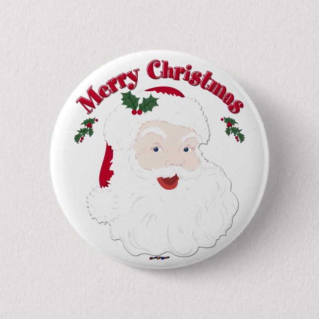 Vintag frohe Weihnachten Button (Vorderseite)