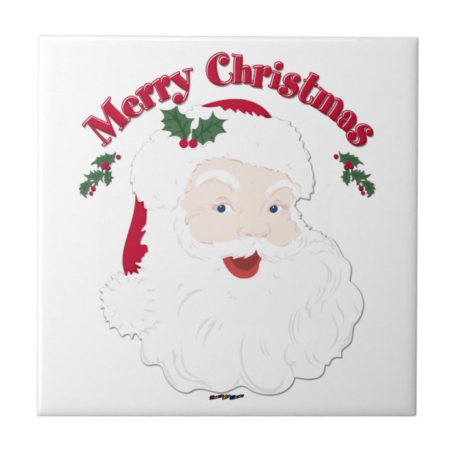Vintag frohe Weihnachten Fliese (Vorderseite)