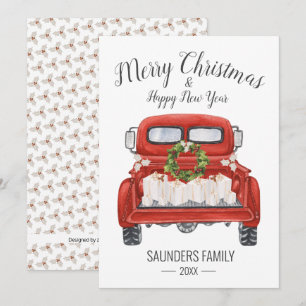 Vintag frohe Weihnachten Glück Neujahr Red Truck