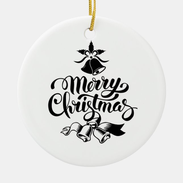 Vintag frohe Weihnachten Keramik Ornament (Vorne)