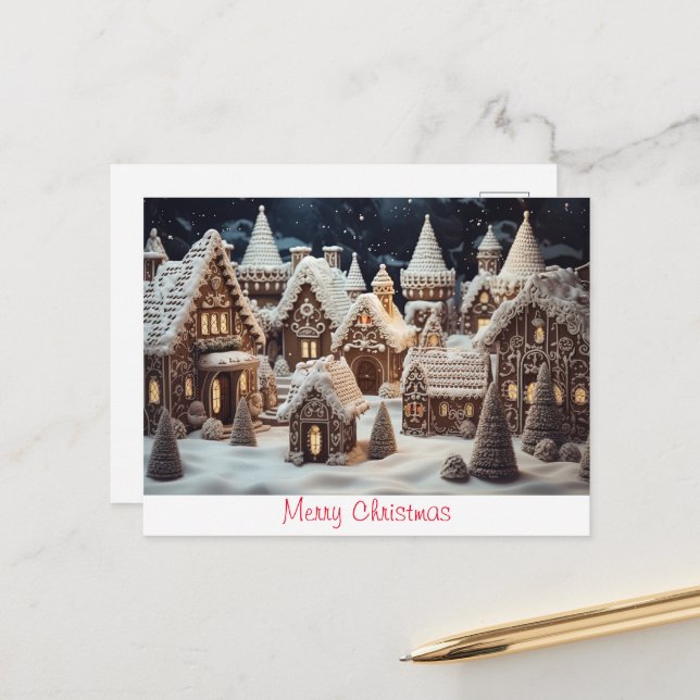 Vintag frohe Weihnachten Postkarte (Vorderseite/Rückseite Beispiel)