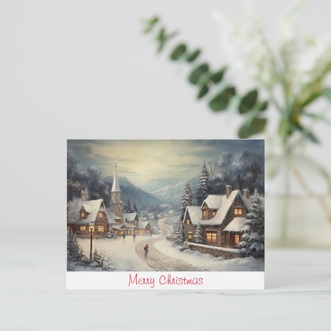 Vintag frohe Weihnachten Postkarte (Stehend Vorderseite)