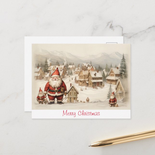 Vintag frohe Weihnachten Postkarte (Vorderseite/Rückseite Beispiel)