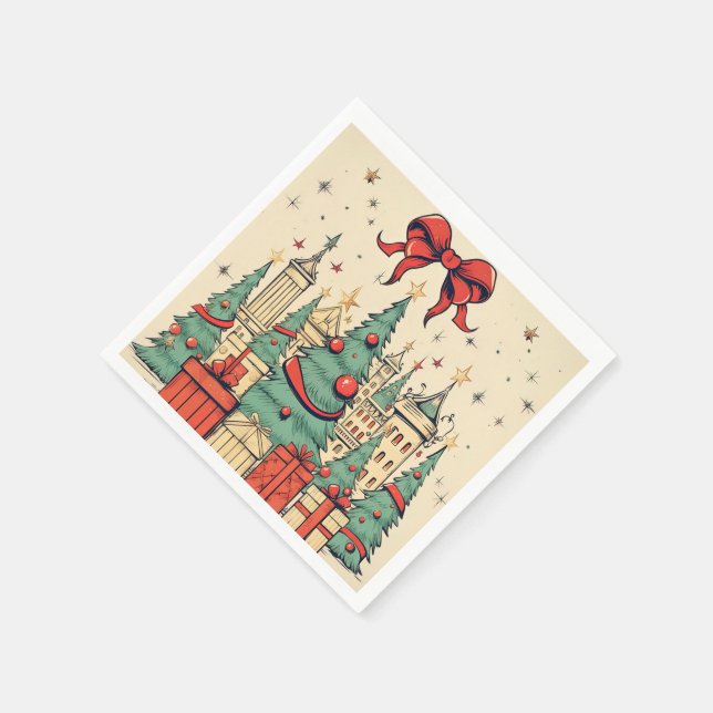 Vintag frohe Weihnachten Serviette (Ecke)