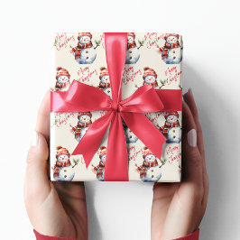 Vintag frohe Weihnachten & Snowmen Geschenkpapier