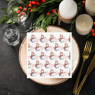 Vintag frohe Weihnachten & Snowmen Serviette