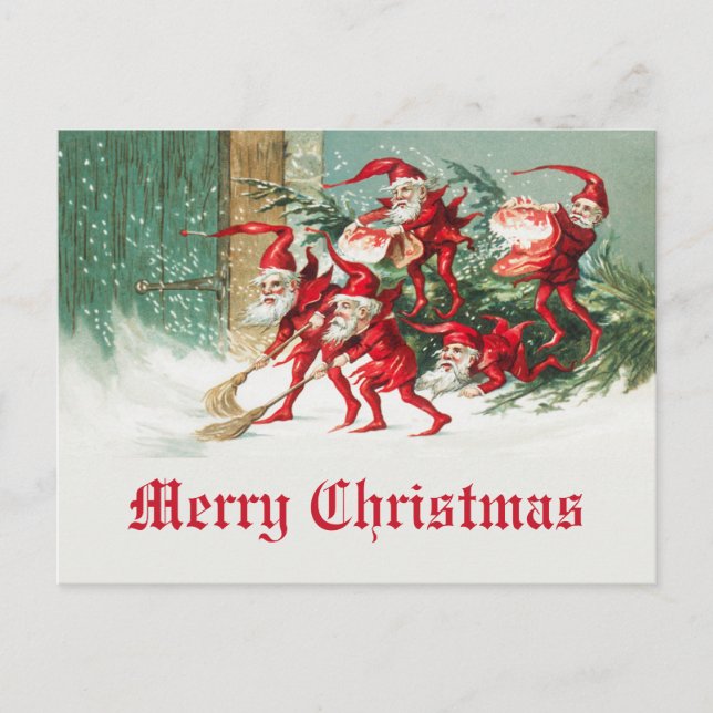Vintag frohe Weihnachten Weihnachten Weihnachtsmän Postkarte (Vorderseite)