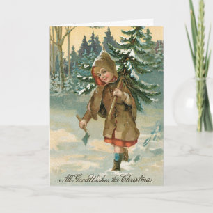 Vintag Frohe Weihnachtskarte Feiertagskarte