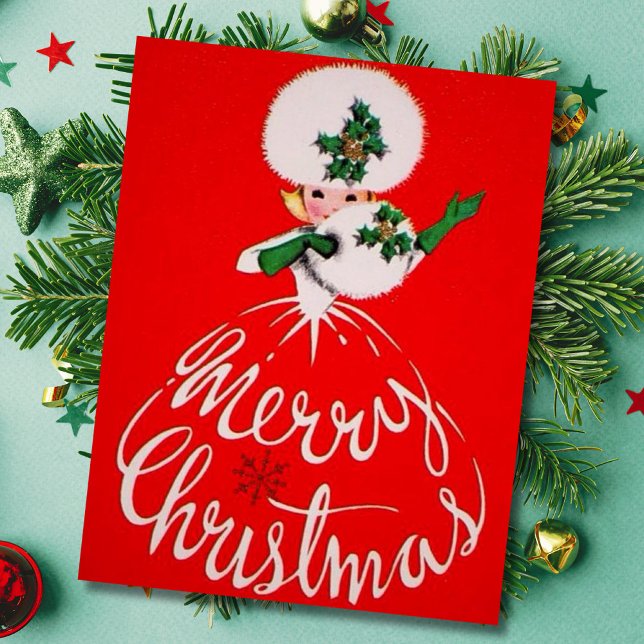 Vintag Frohe Weihnachtsmädchen Feiertagskarte (Von Creator hochgeladen)