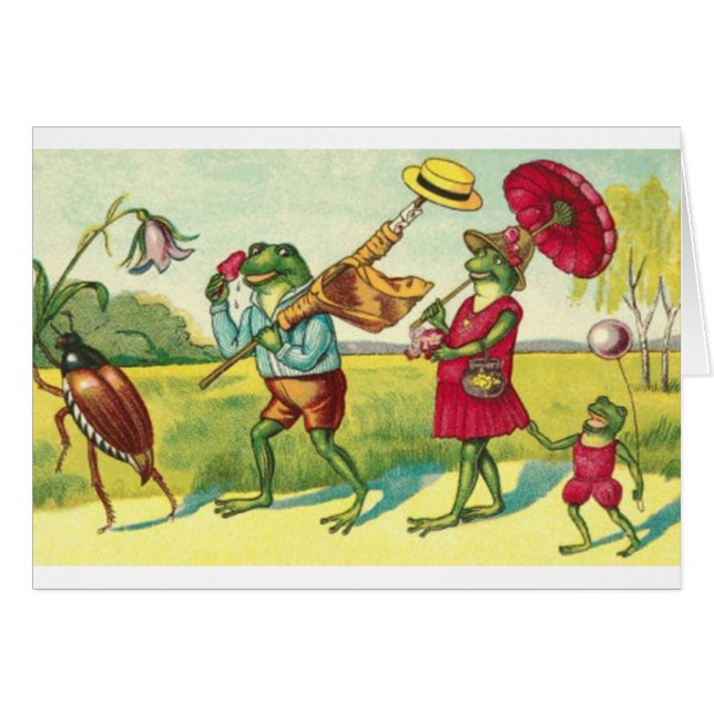 Vintag - Frosch-Familien-Sommer-Ausflug, (Vorderseite (Horizontal))