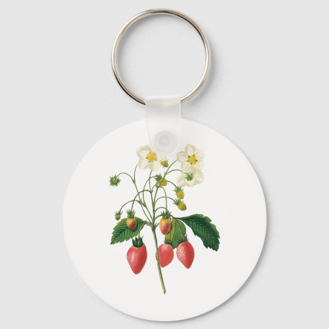 Vintag Frucht Berries Lebensmittel Erdbeeren von R Schlüsselanhänger (Vorderseite)