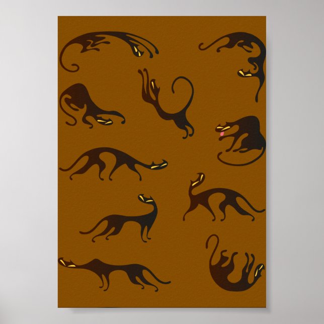 Vintag Funny Black Brown Kitten Cat Poster (Vorne)