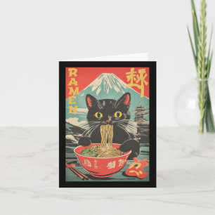 Vintag Funny Cat Ramen Anime Cat Japanisch Grafik Karte