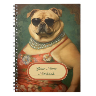Vintag Funny Dog Glam Lady Spiry Notebook Notizblock